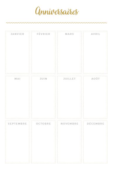 Fiche annuelle anniversaires